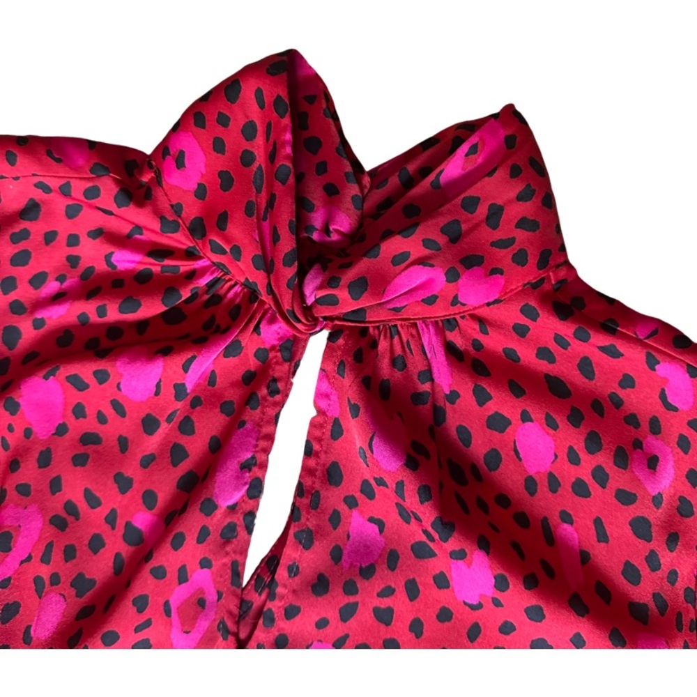 Nine West Red & Pink Leopard Print Blouse - Size M